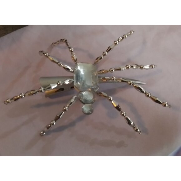 Crystal & Silver Tone Spider Hair Barrette Clip Large - Picture 2 of 3